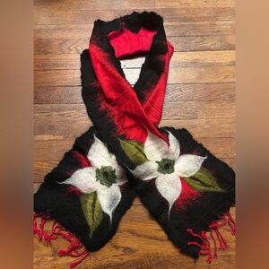 Tender Blossoms Connie Sibley Hand Felted Wool Scarf Floral Artisan Wrap Boho
